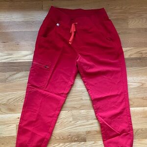 Figs scrubs red jogger bottoms (Small petite)